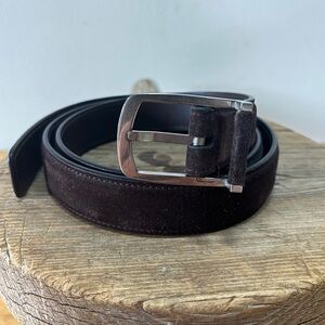 Salvatore Ferragamo Men's Brown Suede Belt